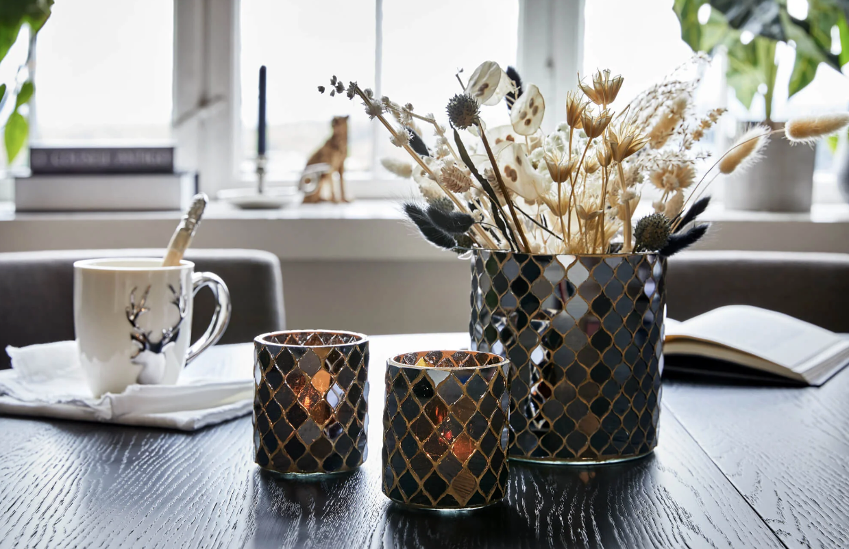 Mosaïque Noir teeküünlaalused, 2 tk