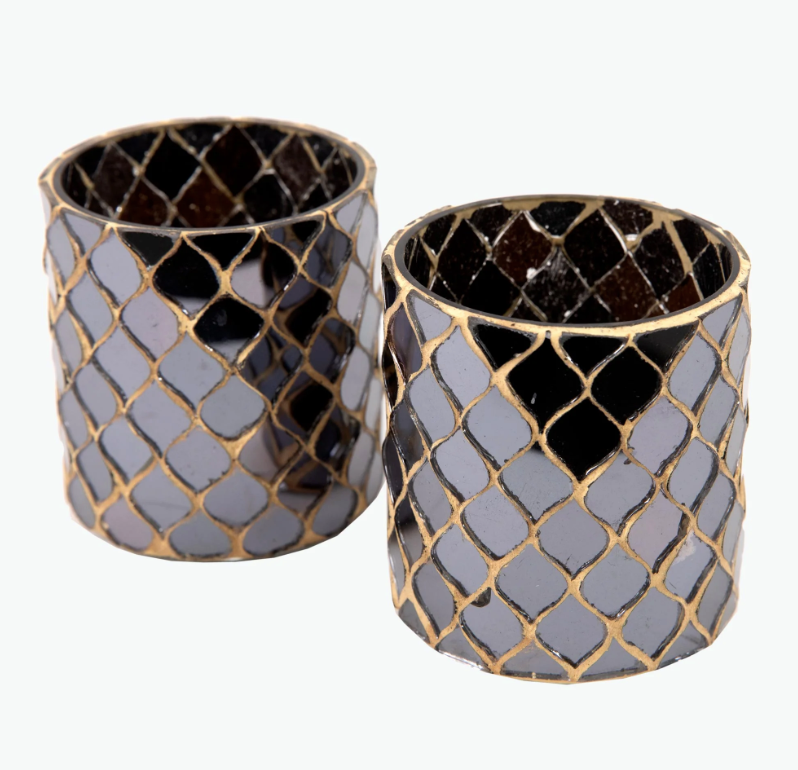 Mosaïque Noir teeküünlaalused, 2 tk