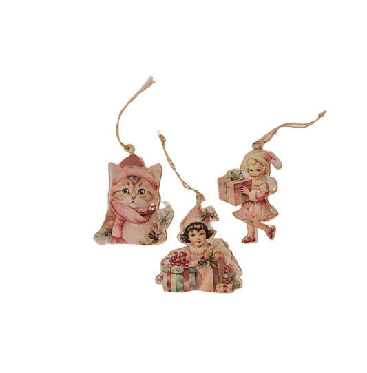 Holly Jolly inglite ja kasside kaunistuste komplekt (3 tk)